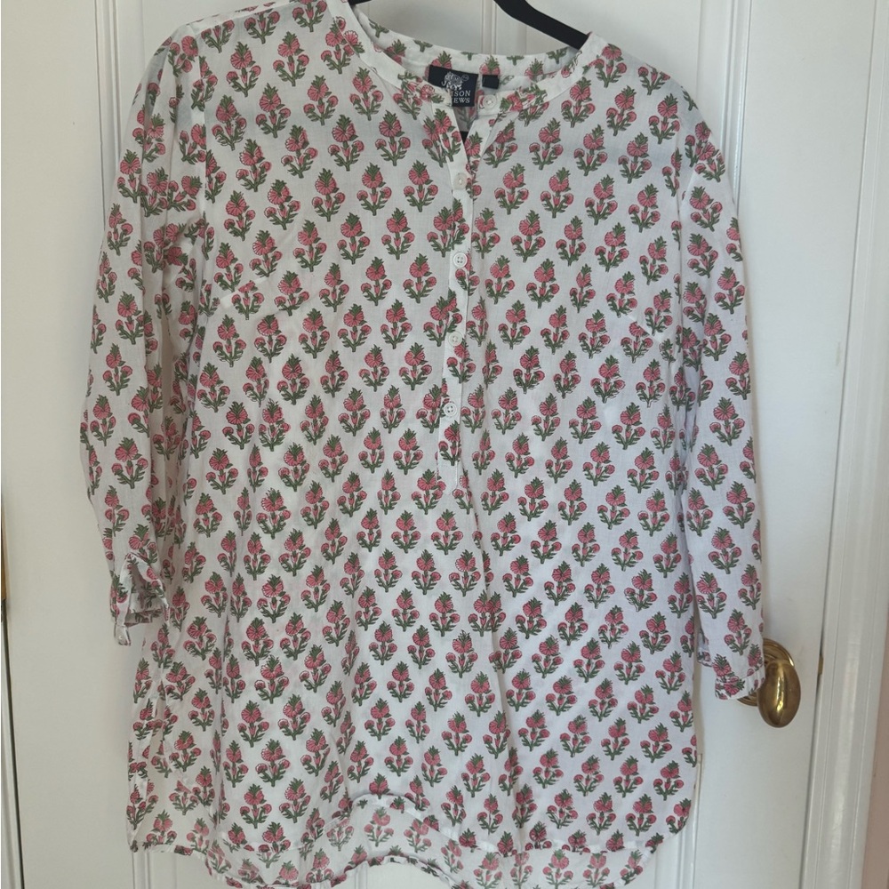 Pink and Green Block Print Top